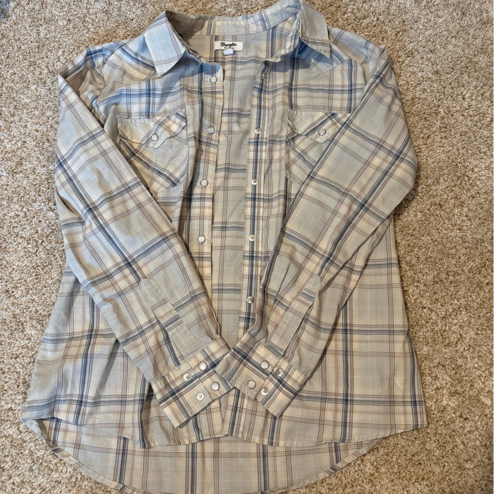 Wrangler Retro Plaid Shirt - Blue and Cream